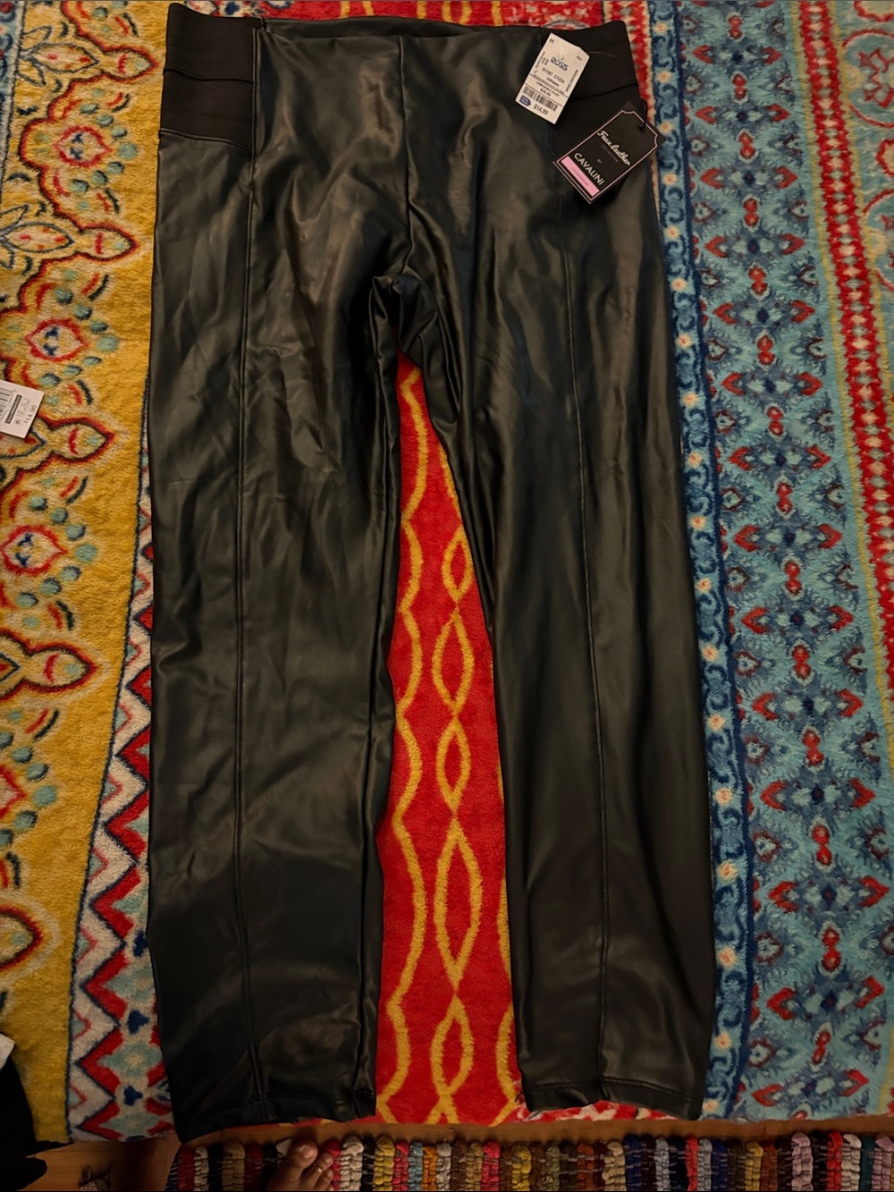Black Faux Leather  women’s Trousers